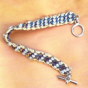 C+I Crystal Studded Ribbon Chain Bracelet